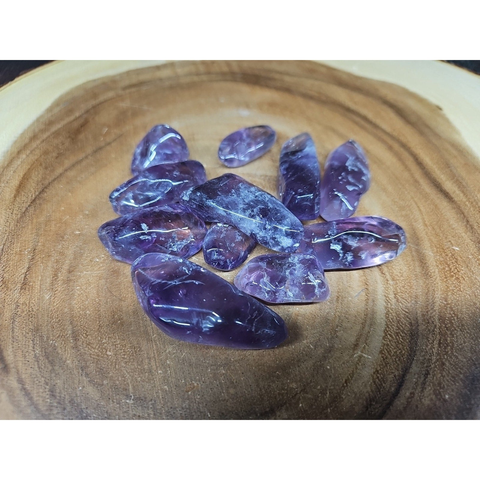 11Pcs Raw Natural Purple Amethyst Quartz Crystal Tumbled Healing Brazil .48lbs