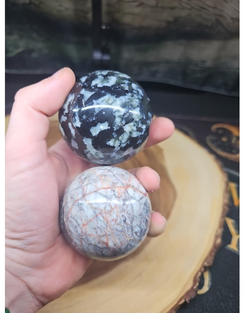 Load image into Gallery viewer, 2Pcs A Set Of Natural Quartz Crystal Jasper Sphere Ball Polished 50-60mm &amp;stand

