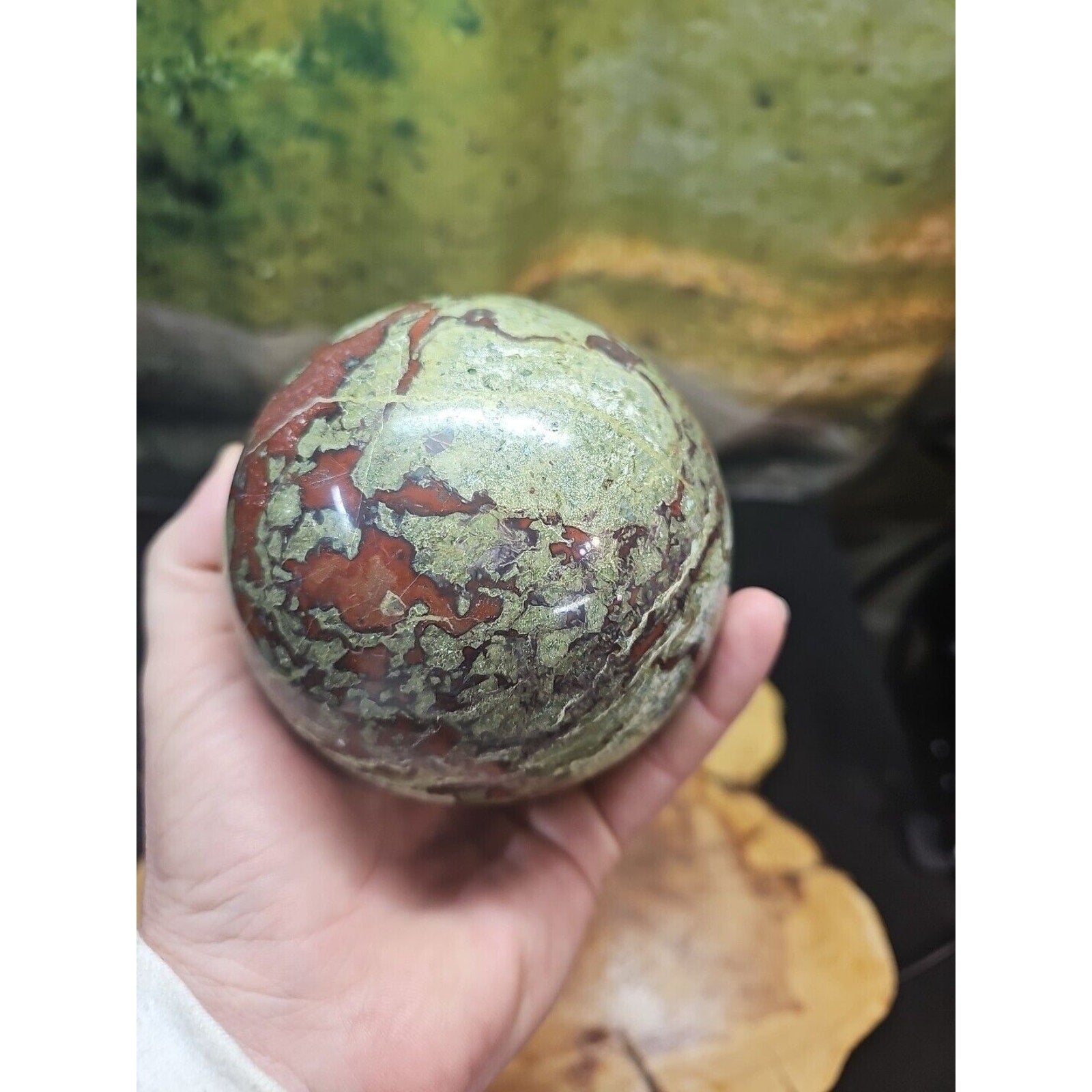 4.18LB Natural dragon blood stone quartz sphere crystal ball reiki healing 1900g