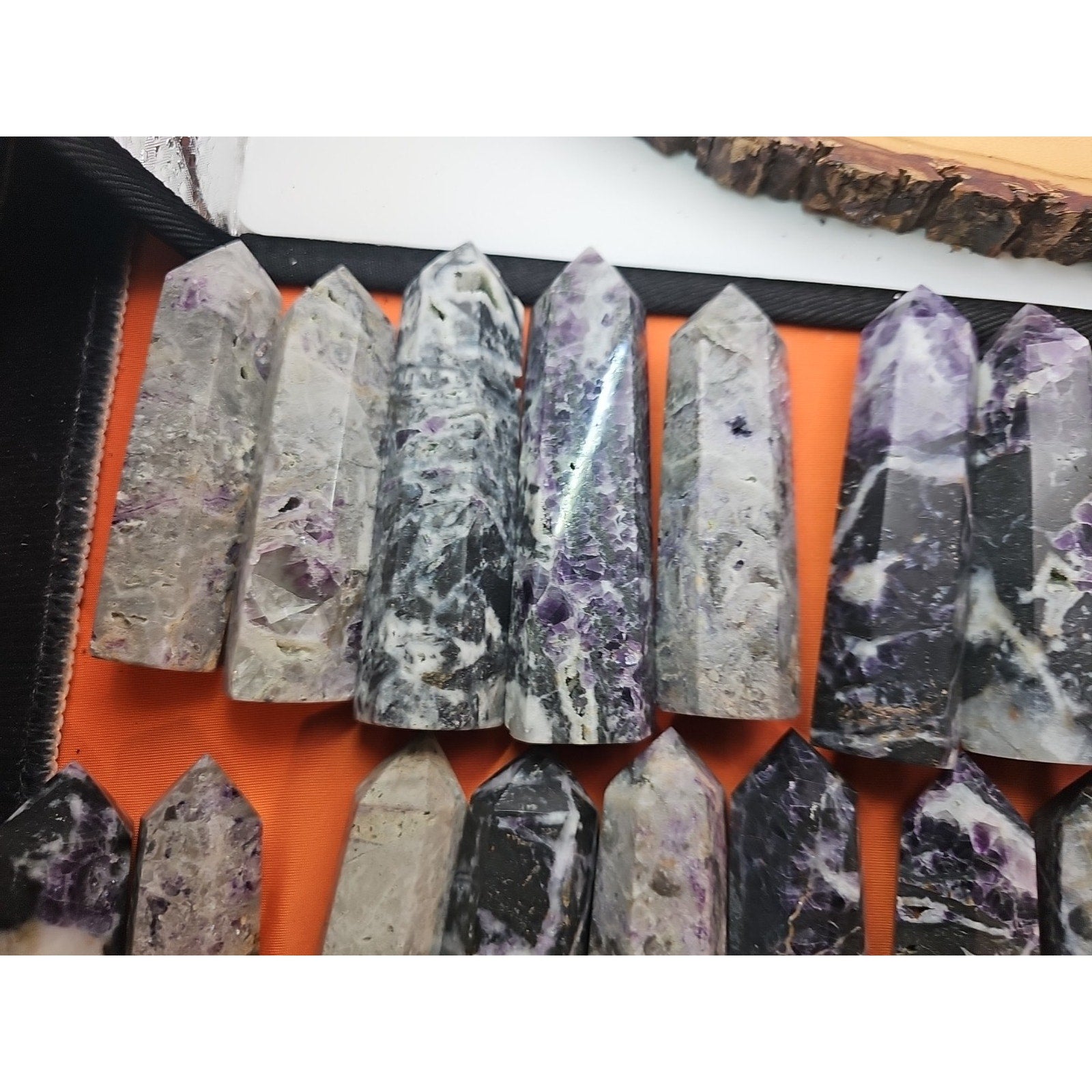 2Pcs Natural Rainbow Fluorite Quartz Crystal Point Tower Polished 4in Tall Avg