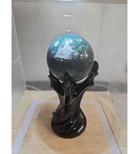 Agate Ball 871g Natural Water Grass With Stand Great Polished Sphere