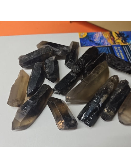 Load image into Gallery viewer, 1lb Natural Raw smokey Clear Quartz Crystal Points Original Brazil
