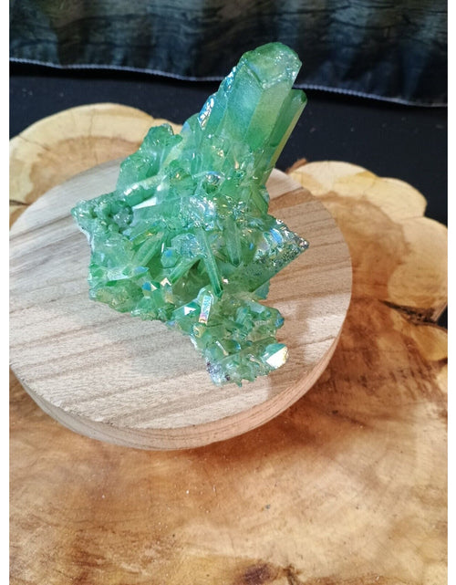 Load image into Gallery viewer, 0.76 Lb Rainbow Aqua Aura Quartz Crystal Cluster Points Titanium Coating
