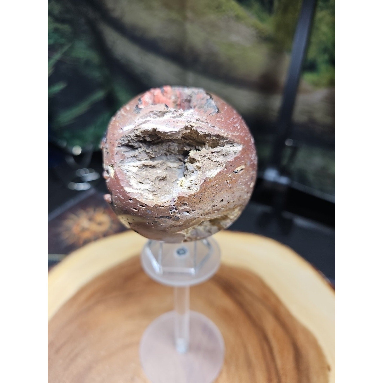 1.17LB Natural Vesuvianite Agate Carnelian Crystal Geode Sphere Ball Healing