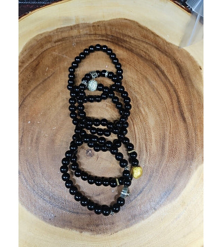 Natural Obsidian Stone Bracelets 5pc Set