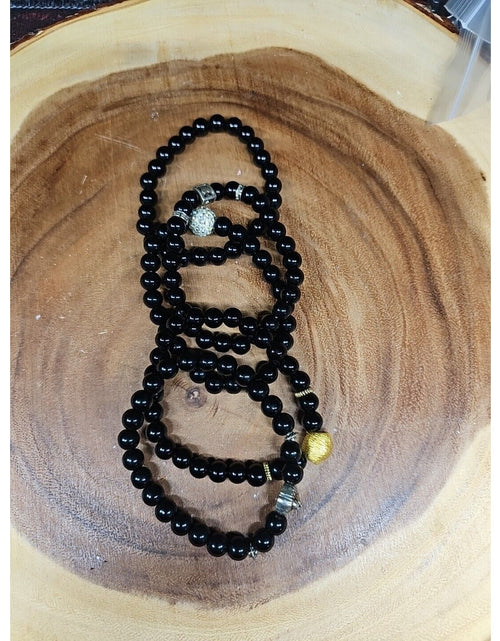 Load image into Gallery viewer, Natural Obsidian Stone Bracelets 5pc Set
