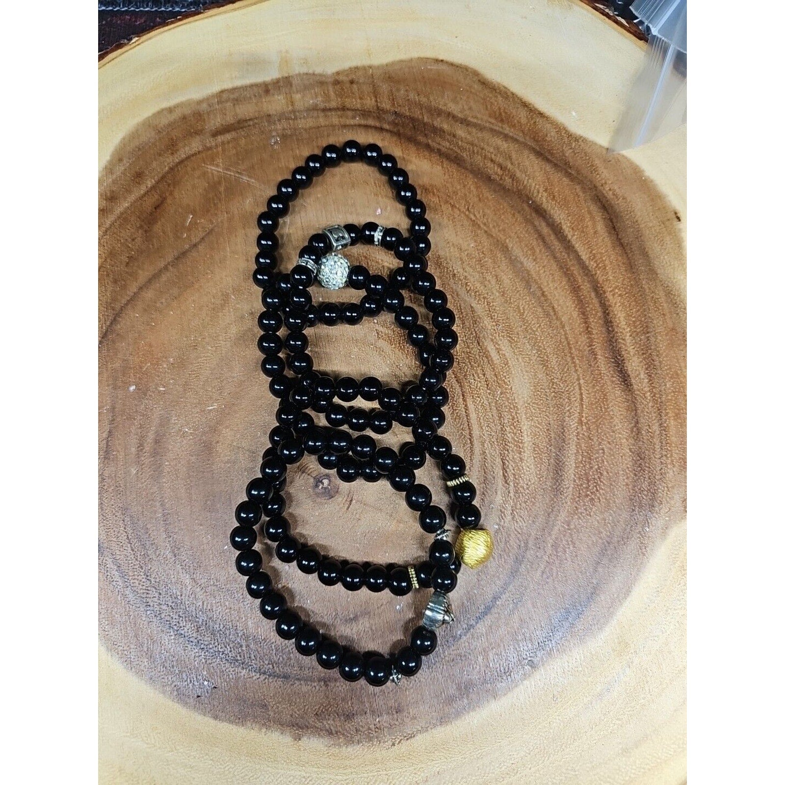 Natural Obsidian Stone Bracelets 5pc Set