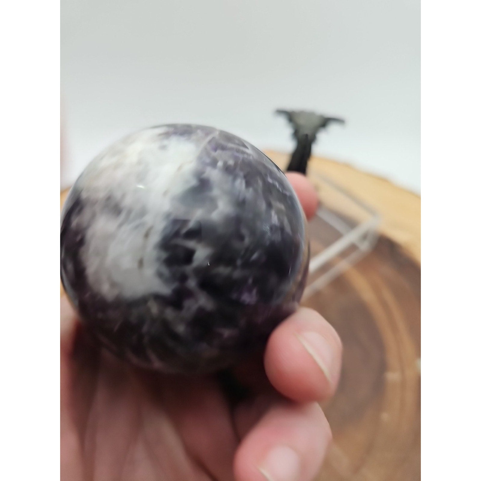 Amethyst Sphere .82lb 65mm W/Dragon Stand