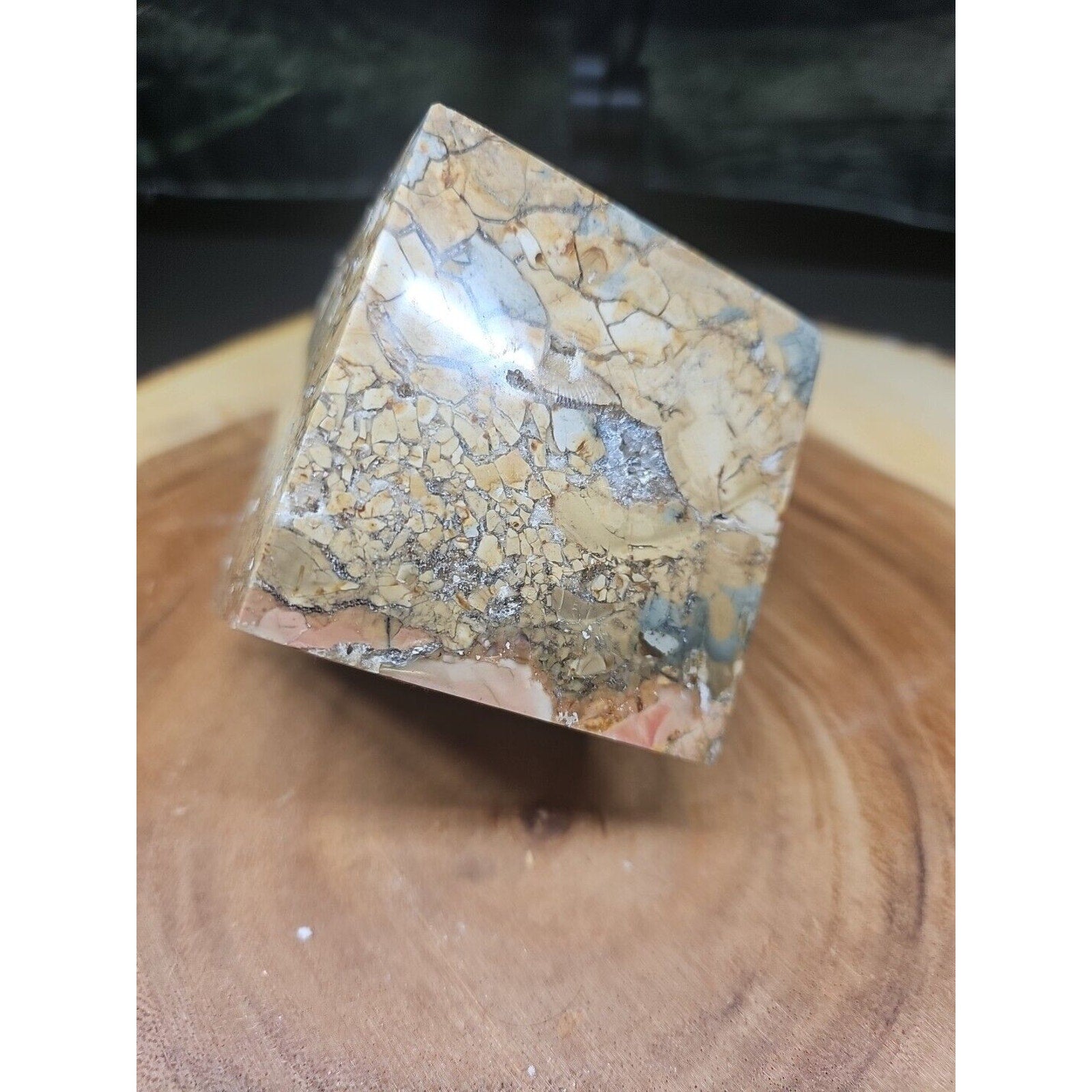 2.24LB 1Pcs Natural Ocean Jasper Onyx Quartz Crystal Geode Square Heptahedron