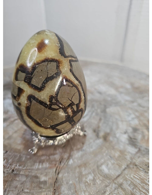 Load image into Gallery viewer, 1lb 5oz Natural Septarian Dragon quartz Crystal egg Mineral Specimen W/Stand
