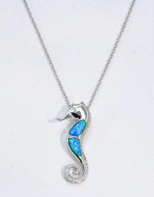 Load image into Gallery viewer, Opal Seahorse 925 Sterling Silver Necklace
