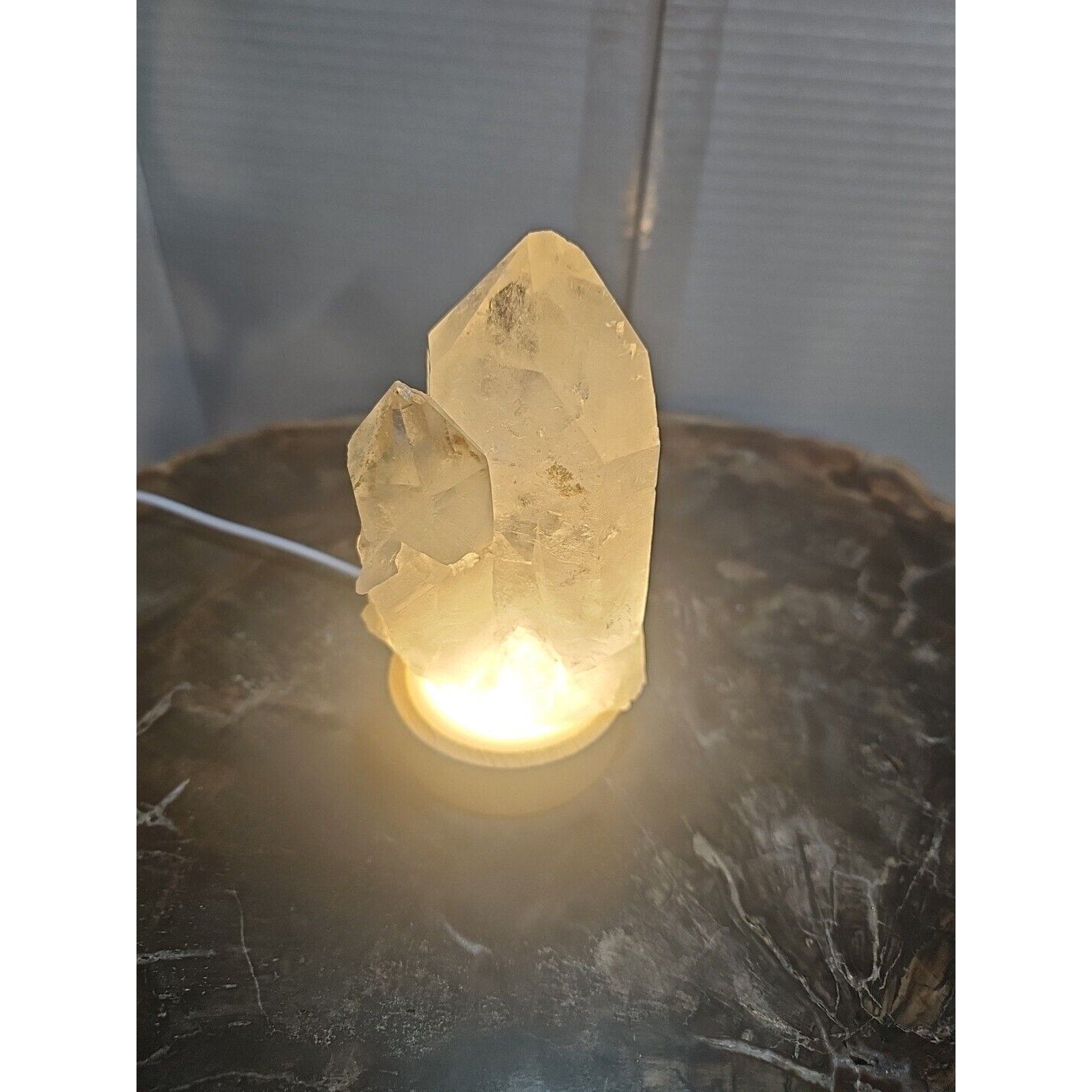 429g White Quartz Crystal Cluster W/ Led Light