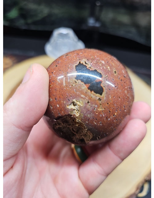 Load image into Gallery viewer, .68LB Natural Vesuvianite Agate Carnelian Crystal Geode Sphere Ball Healing
