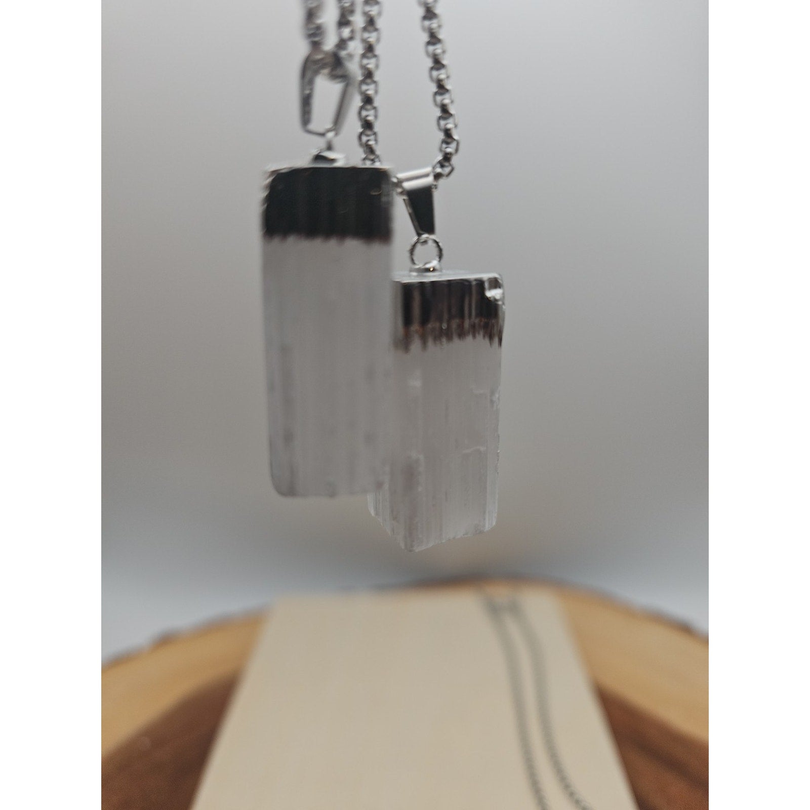 Selenite Crystal Necklace 1 Each W/Chain