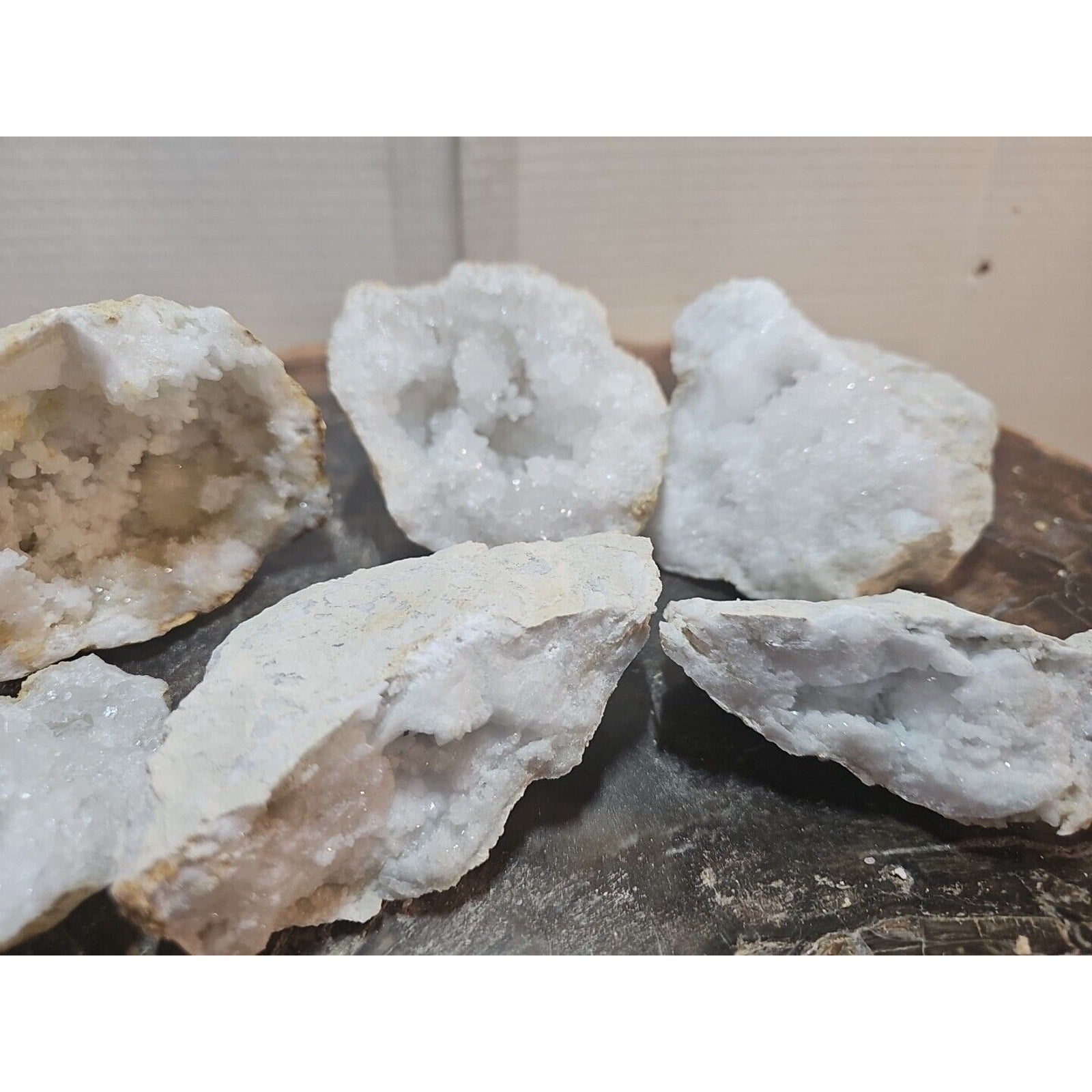 6pcs 2.72lbs Lot Geode Crystal Moroccan Quartz