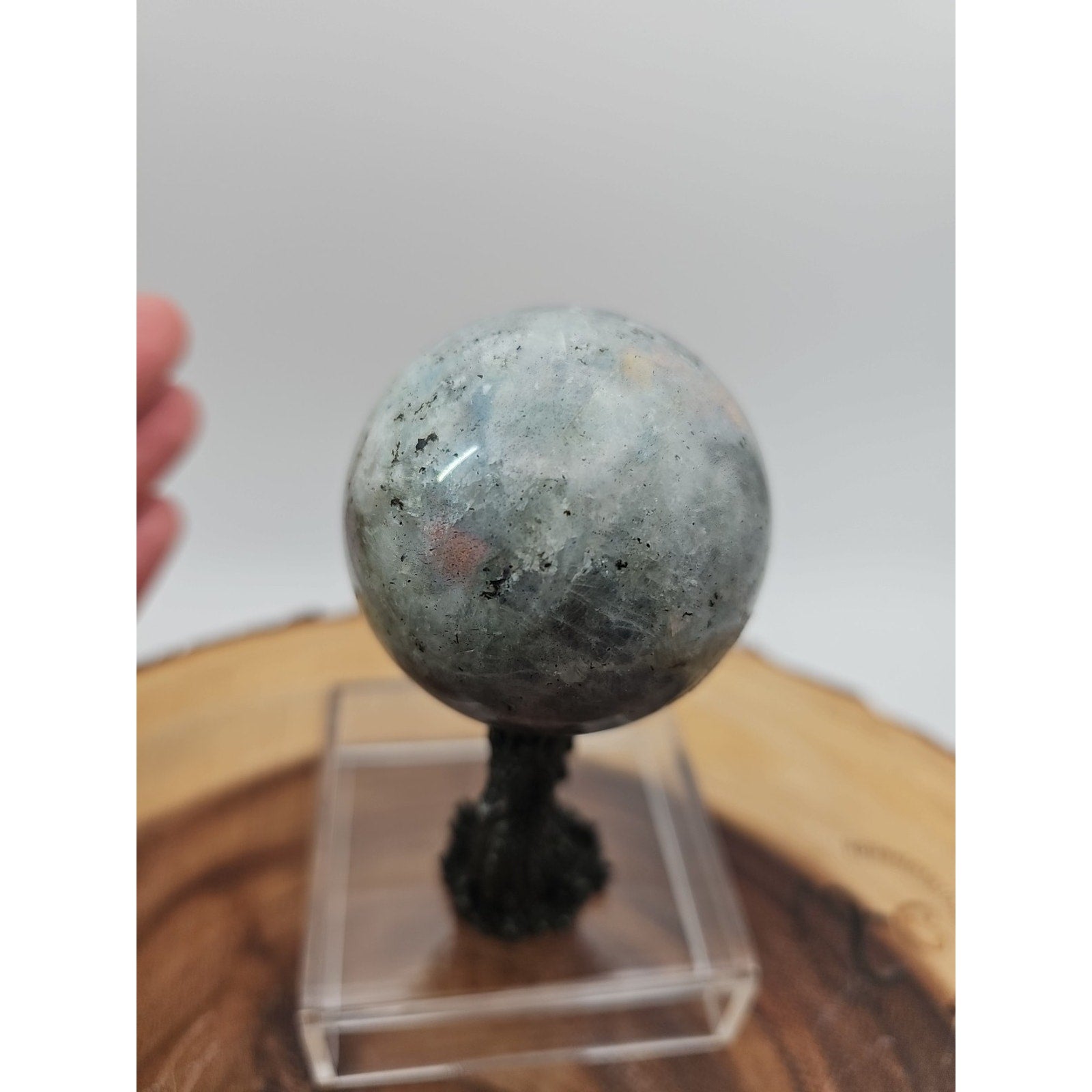 Rainbow Labradorite Sphere .45lb 53mm W/Dragon Stand