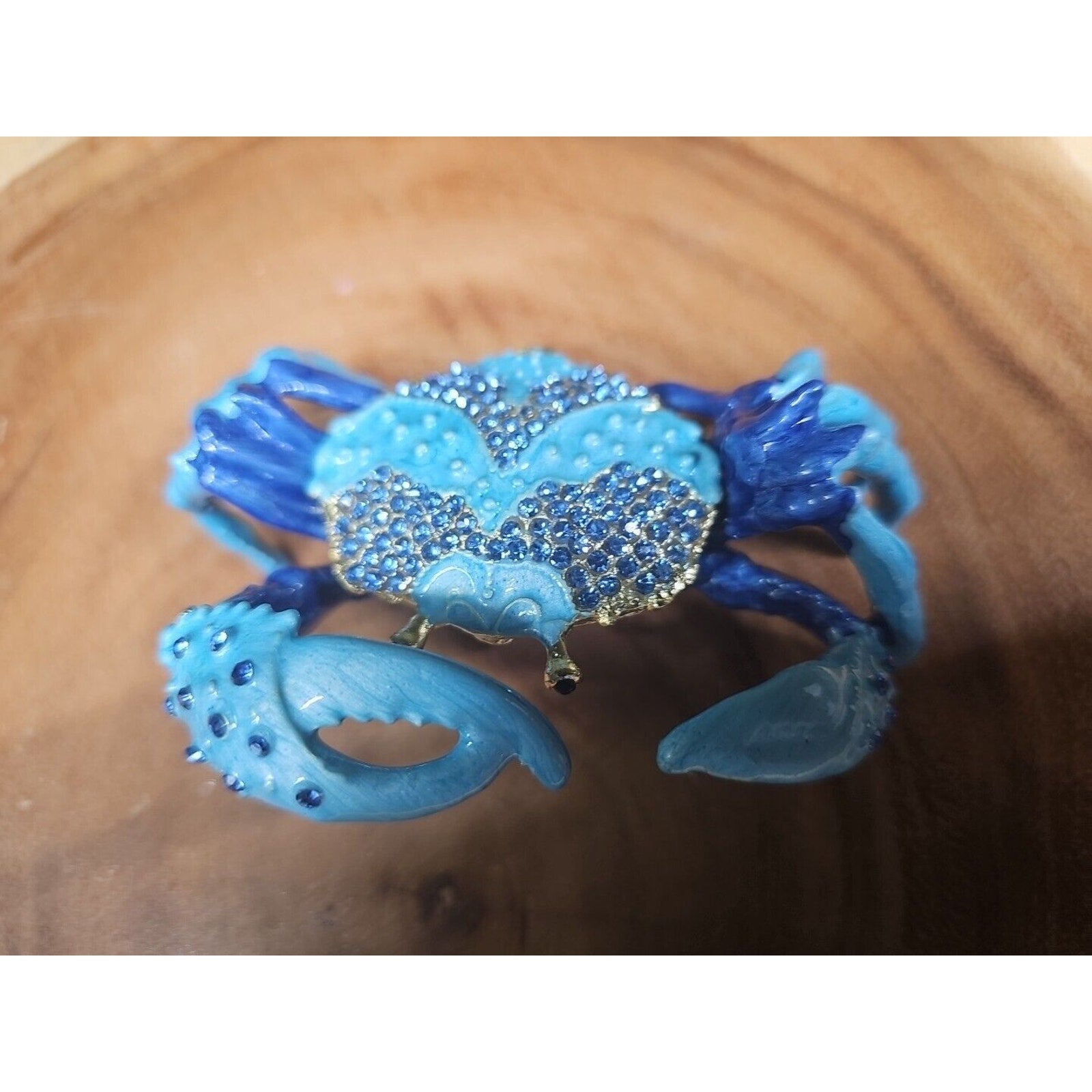 Crab Trinket Box W/3 Herkimer Diamonds Covered In Gemstones