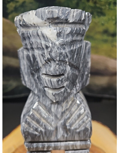 Load image into Gallery viewer, Carved Onyx Stone Aztec Mayan Tiki Sculpture 7in Tall 4lbs
