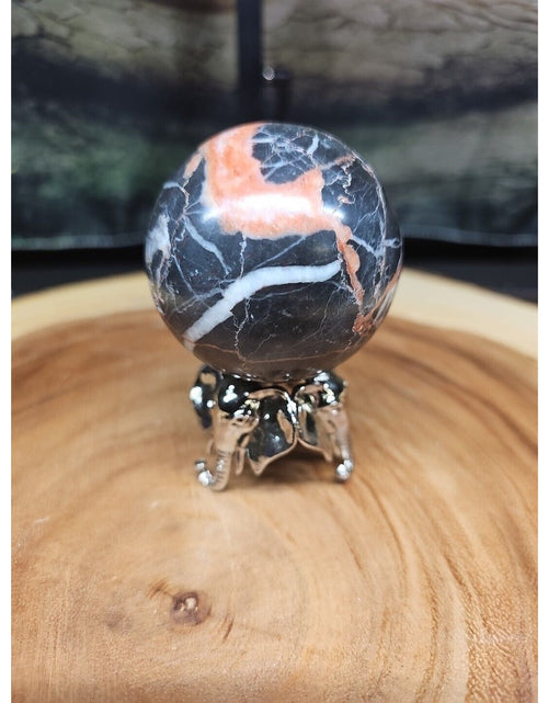 Load image into Gallery viewer, Ocean Jasper Sphere .75lbs 58mm. W/ Elephant Stand
