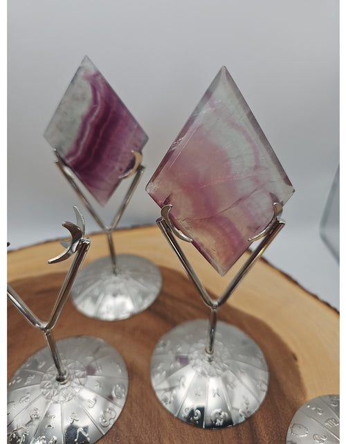 Load image into Gallery viewer, 1 Each Natural Rainbow Fluorite Diamond W/ Zodiac stand
