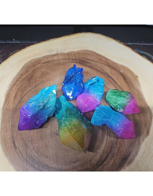 Load image into Gallery viewer, 6Pcs 1.41lbs Rainbow Aqua Aura Quartz Crystal Points Titanium Coating B2
