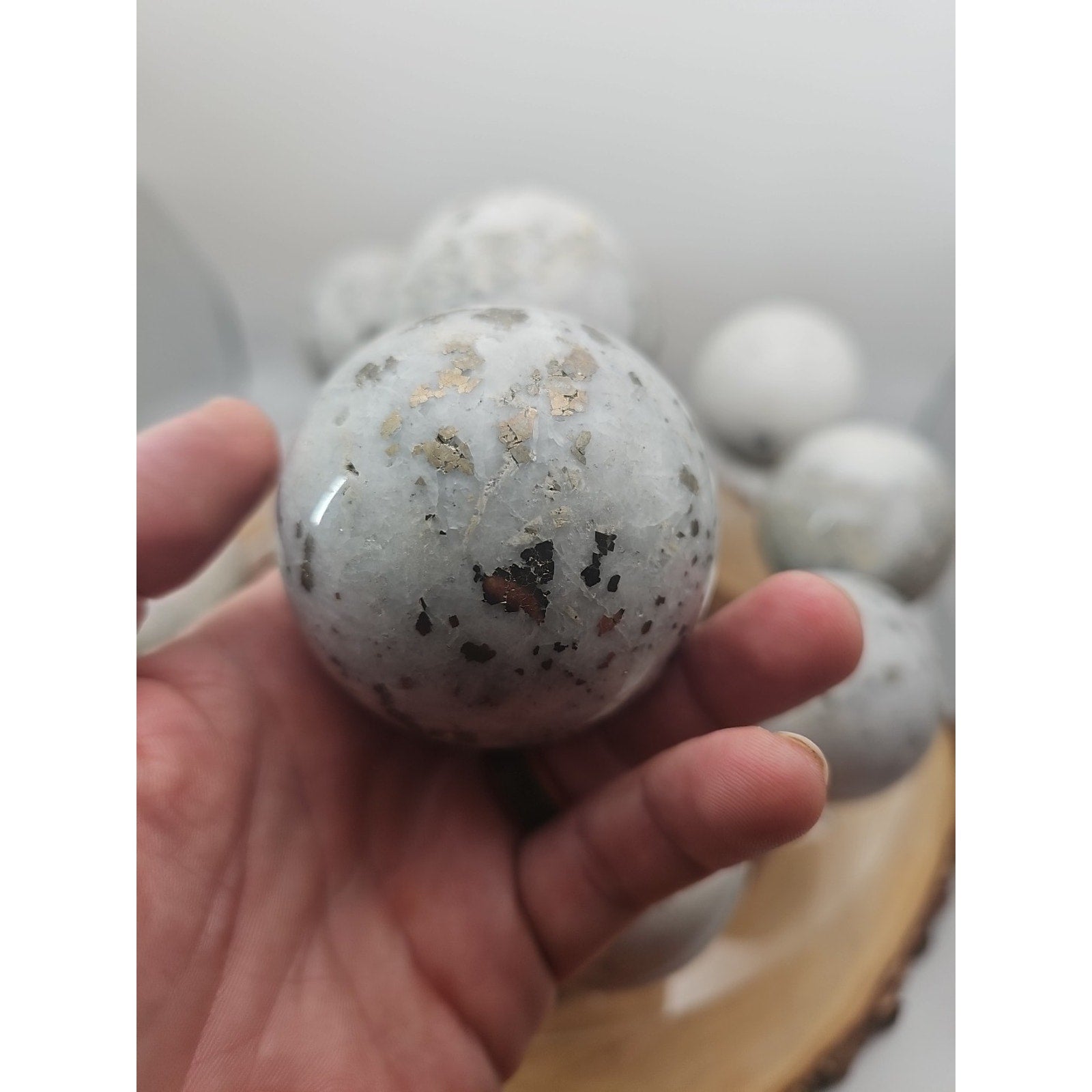 1 Each Natural Golden Pyrite & Jasper Crystal Sphere Ball Polished 55mm +