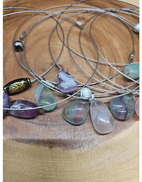 Load image into Gallery viewer, Natural stone 16in pendant necklace, stainless steel 10pc Wholesale lot
