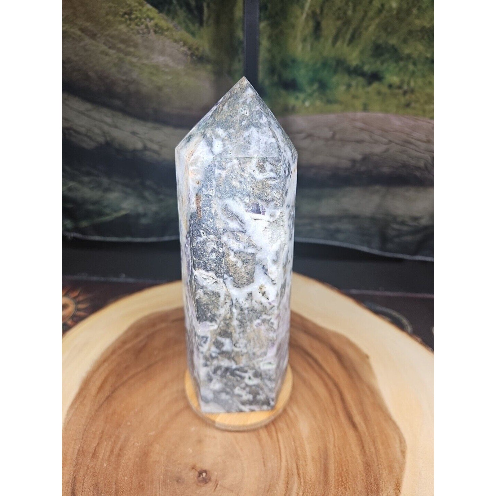 3.41LB 1Pcs Natural Rainbow Fluorite Quartz Crystal Point Tower Polished Healing
