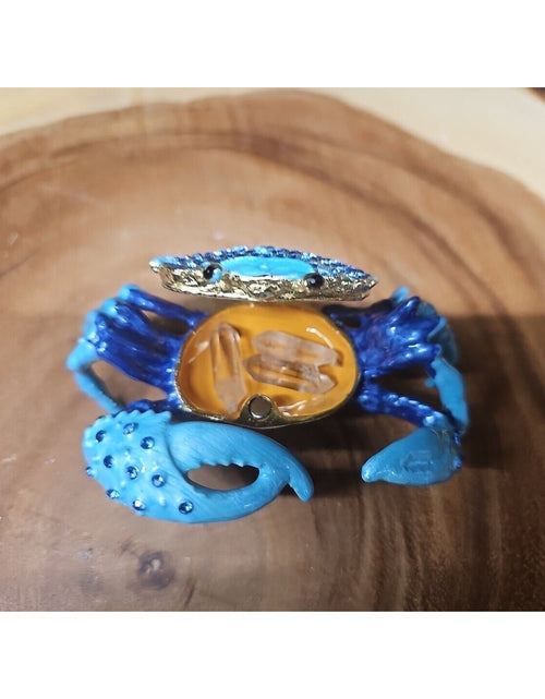 Load image into Gallery viewer, Crab Trinket Box W/3 Herkimer Diamonds Covered In Gemstones
