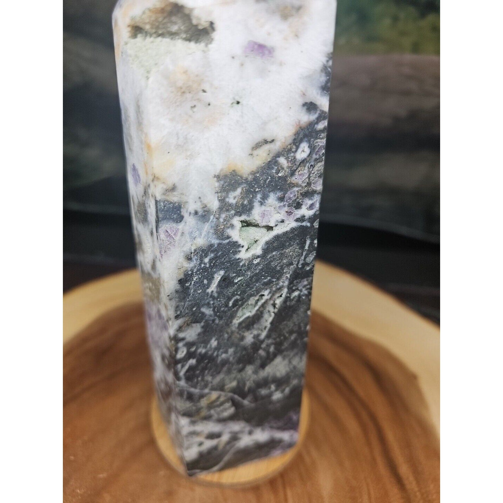 3.41LB 1Pcs Natural Rainbow Fluorite Quartz Crystal Point Tower Polished Healing