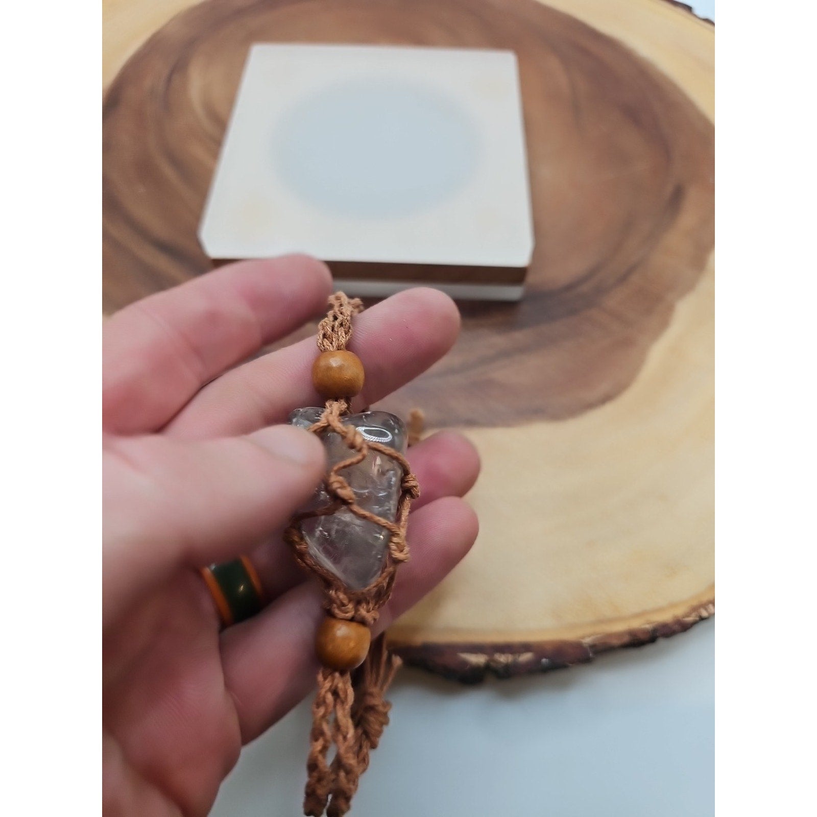 Huge ghost crystal bracelet W/hemp Rope