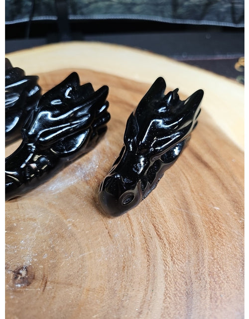 Load image into Gallery viewer, 1 Each Natural Black Obsidian Quartz Crystal Dragon Head Carving 102grams 7-8cm
