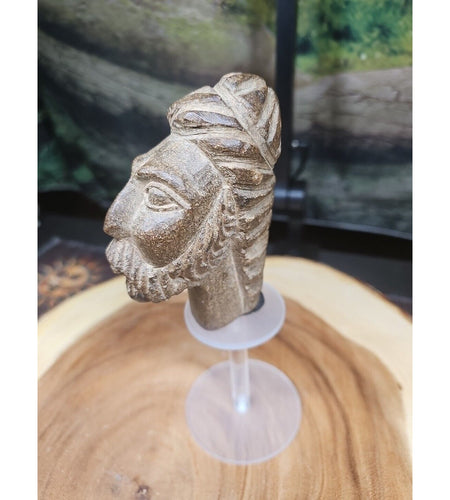 Vintage ABSTRACT STONE HEAD Sculpture Stone 1 lb W/Stand