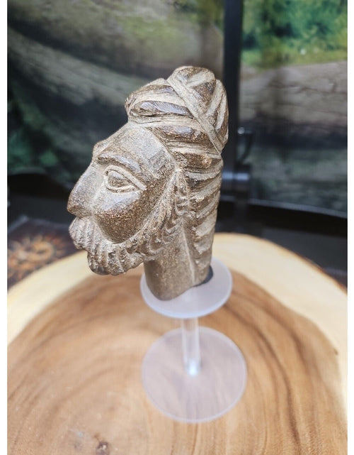 Load image into Gallery viewer, Vintage ABSTRACT STONE HEAD Sculpture Stone 1 lb W/Stand
