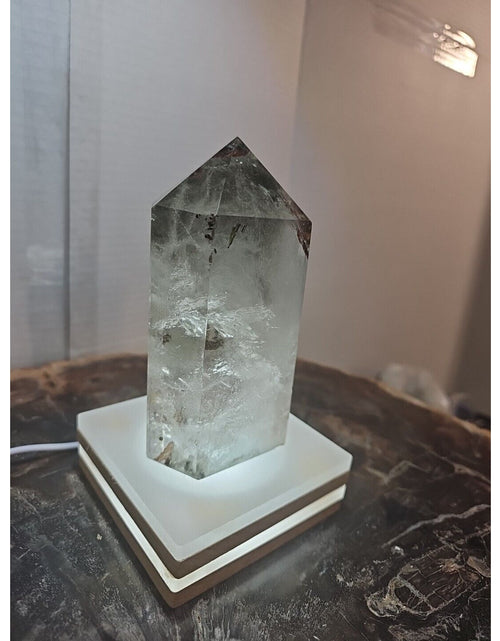 Load image into Gallery viewer, 1.73LB Natural Green Ghost Phantom Quartz Crystal Obelisk Wand Point Healing.
