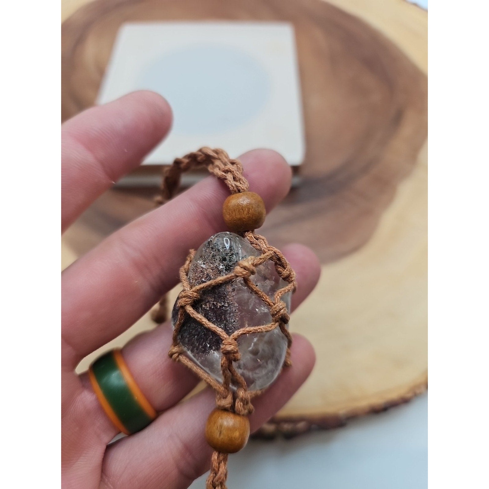 Huge ghost crystal bracelet W/hemp Rope