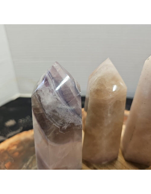 Load image into Gallery viewer, 4Pcs Natural Rainbow Fluorite Quartz Crystal Point Tower Polished Healing
