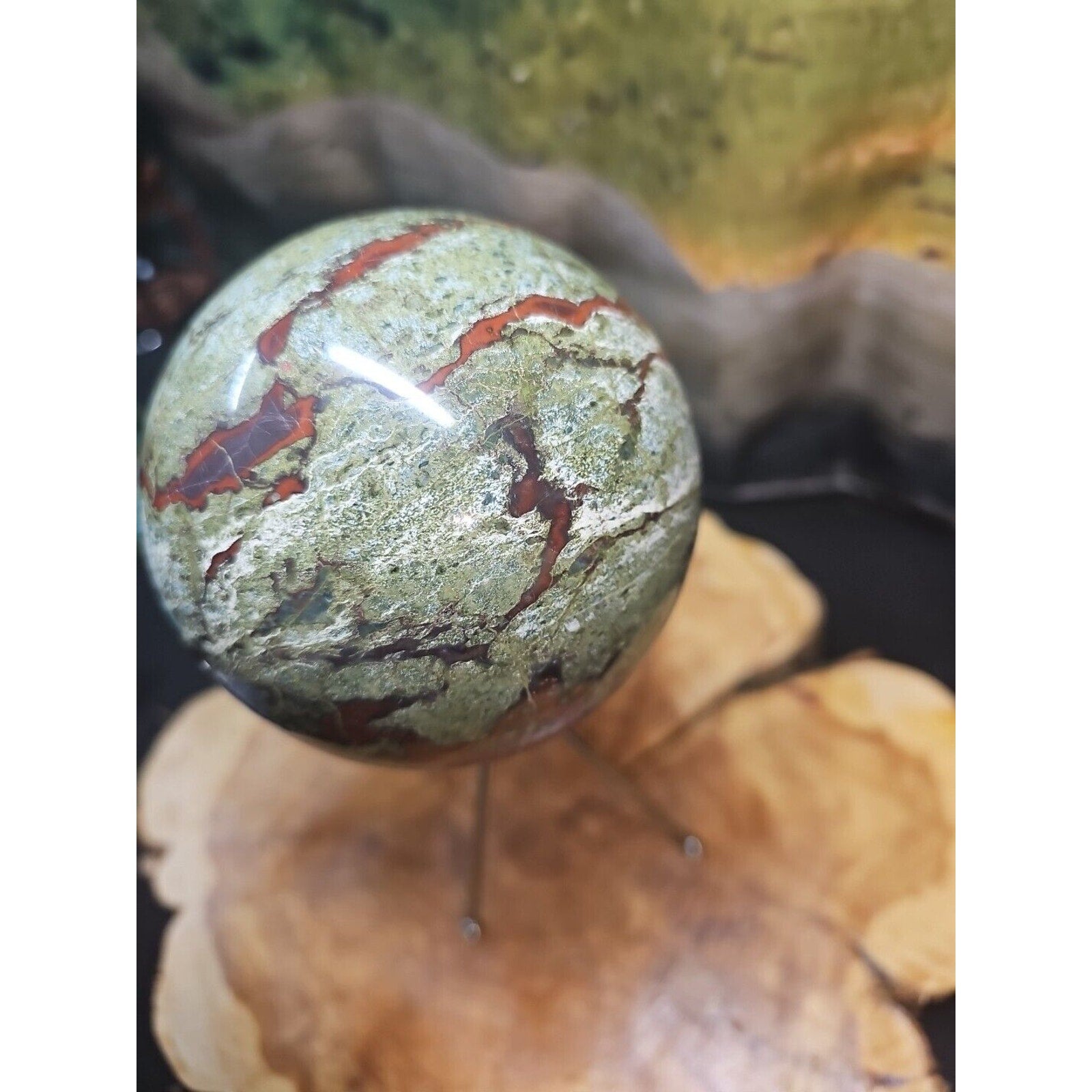 4.18LB Natural dragon blood stone quartz sphere crystal ball reiki healing 1900g