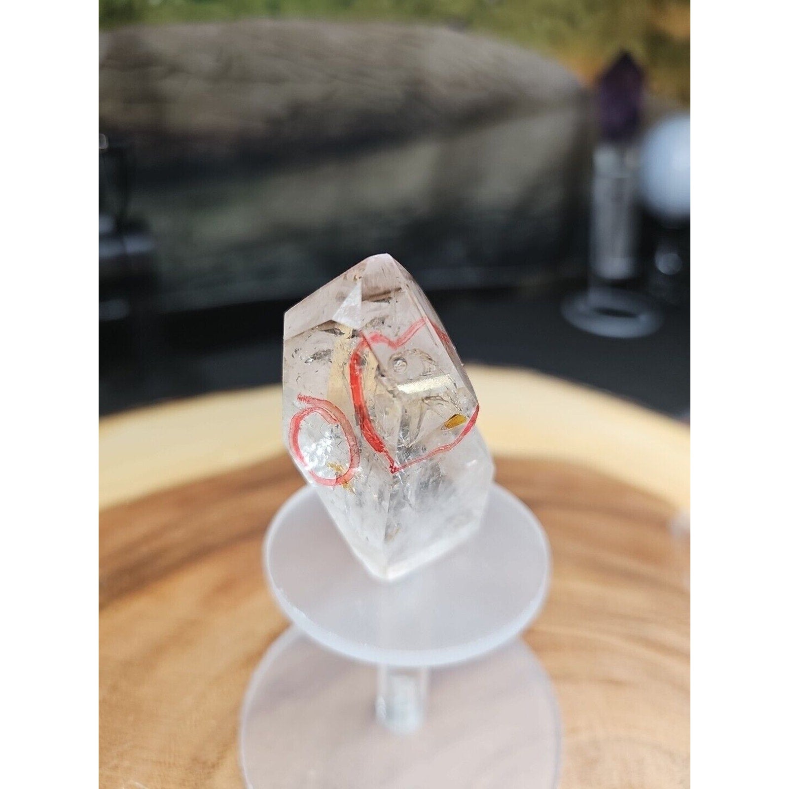 Quartz Crystal cluster Natural W/trapped Water 2 Spots 53gr
