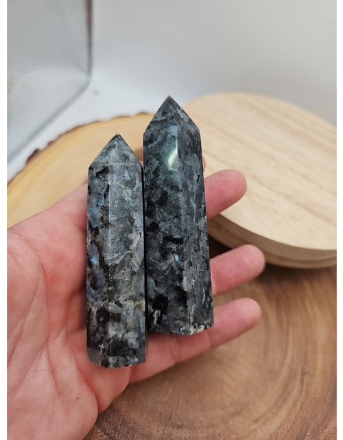 Load image into Gallery viewer, 1 Pair Larvikite Tower .42lb 3.5in Tall
