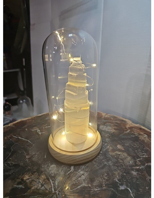 Load image into Gallery viewer, 6in 429g Selenite Tower In Case W/led Lights
