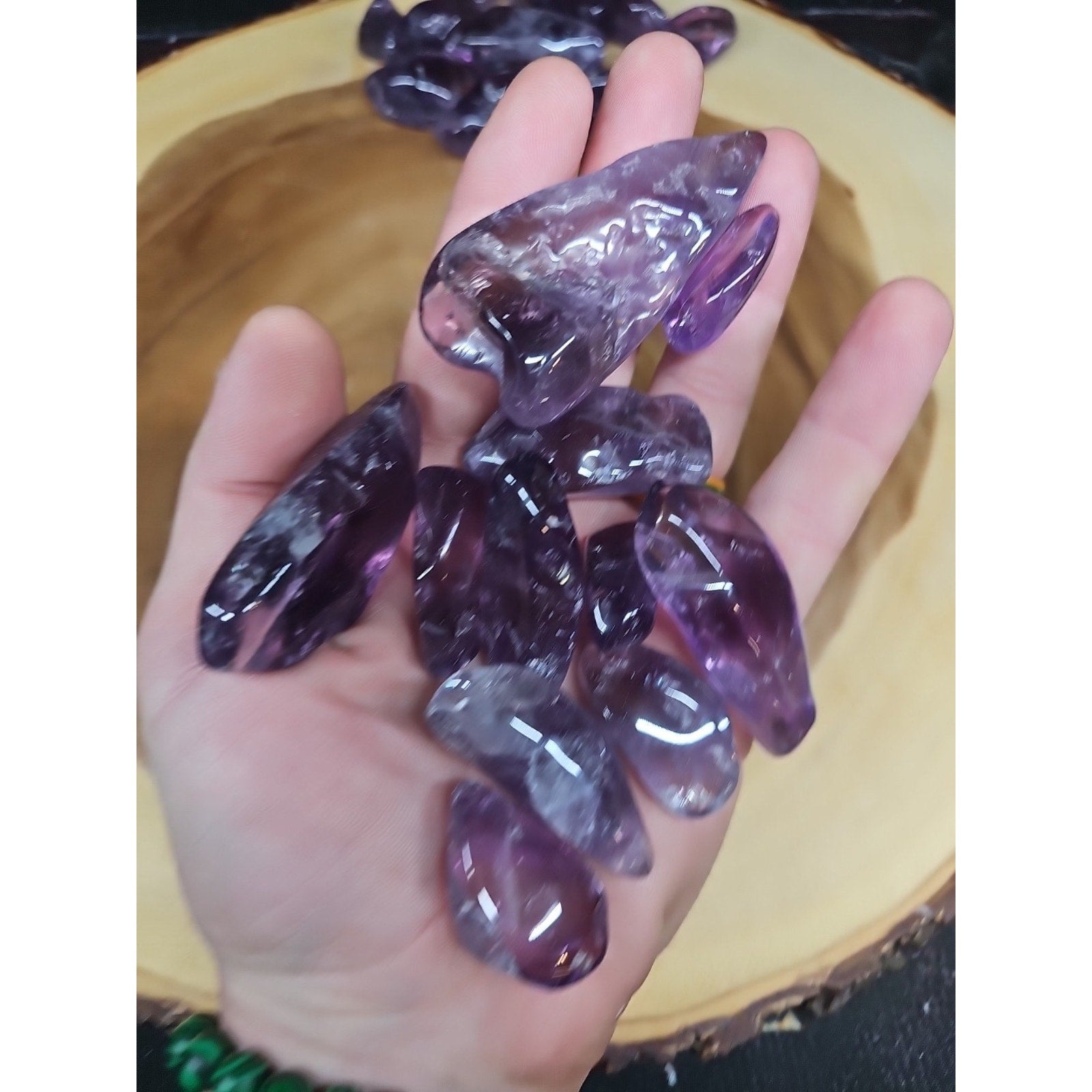 11Pcs Raw Natural Purple Amethyst Quartz Crystal Tumbled Healing Brazil .44lbs