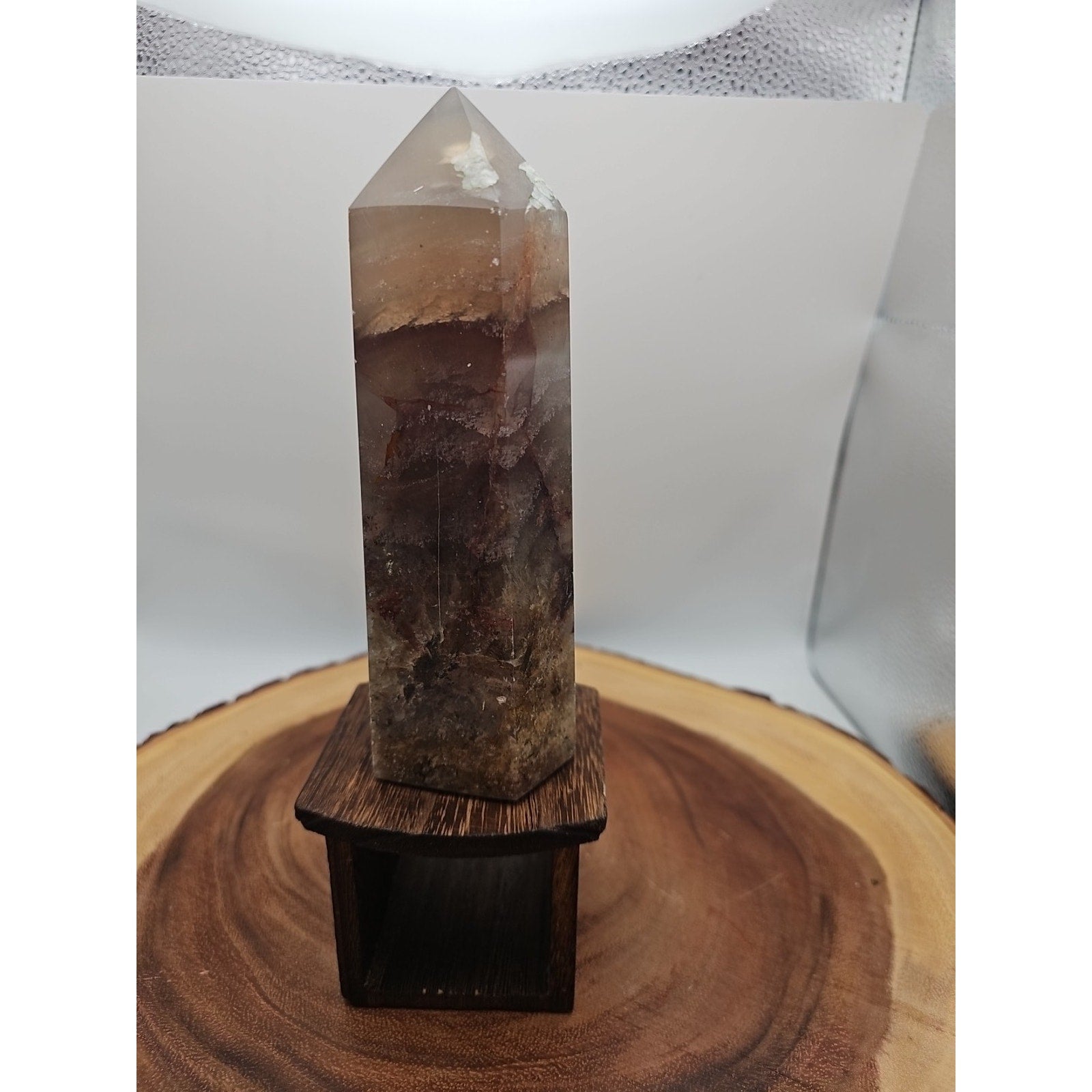1.95lb Fluorite Quartz Crystal Point W/Stand
