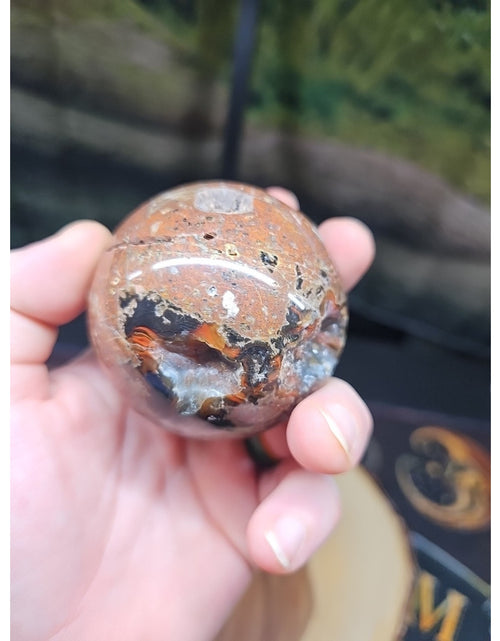 Load image into Gallery viewer, .72LB Natural Vesuvianite Agate Carnelian Crystal Geode Sphere Ball Healing
