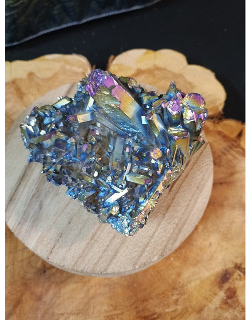 Load image into Gallery viewer, 0.68lb Rainbow Aqua Aura Quartz Crystal Cluster Points Titanium Coating
