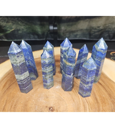 1 Each Natural Blue Lapis Lazuli & Pyrite Crystal Point Tower Brazil Rare