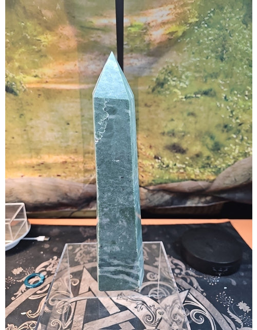 Load image into Gallery viewer, 4.69lbs 12in Tall Green Jasper Crystal Point Tower Healing

