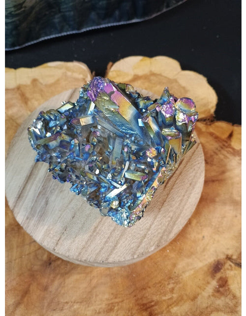 Load image into Gallery viewer, 0.68lb Rainbow Aqua Aura Quartz Crystal Cluster Points Titanium Coating
