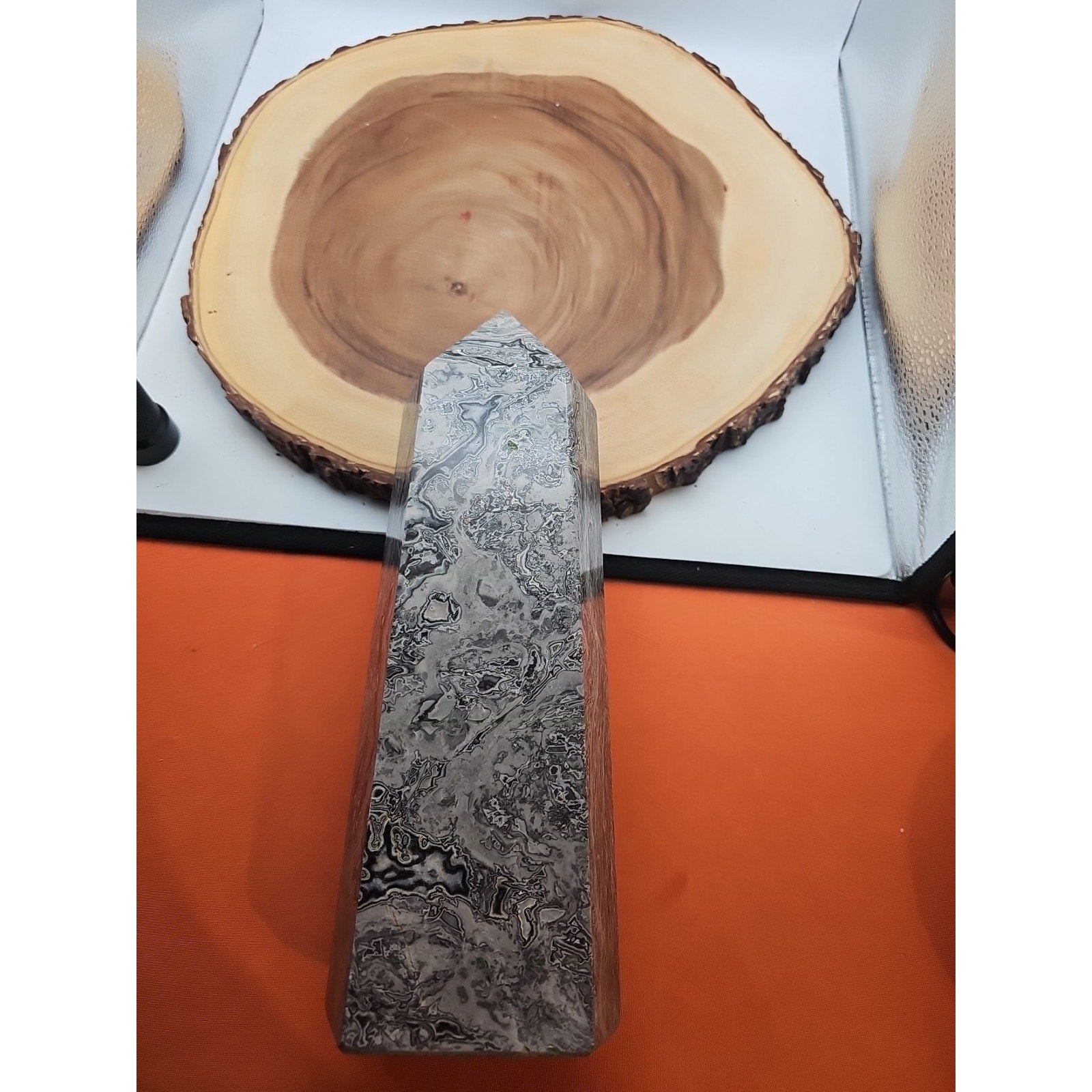 8.14lb Gray Crazy Lace & Shell Stone Jasper Crystal Tower