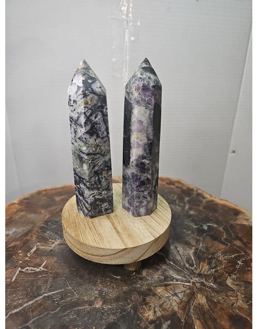 Load image into Gallery viewer, 2Pcs Natural Purple Fluorite Quartz Crystal Point Tower Polished
